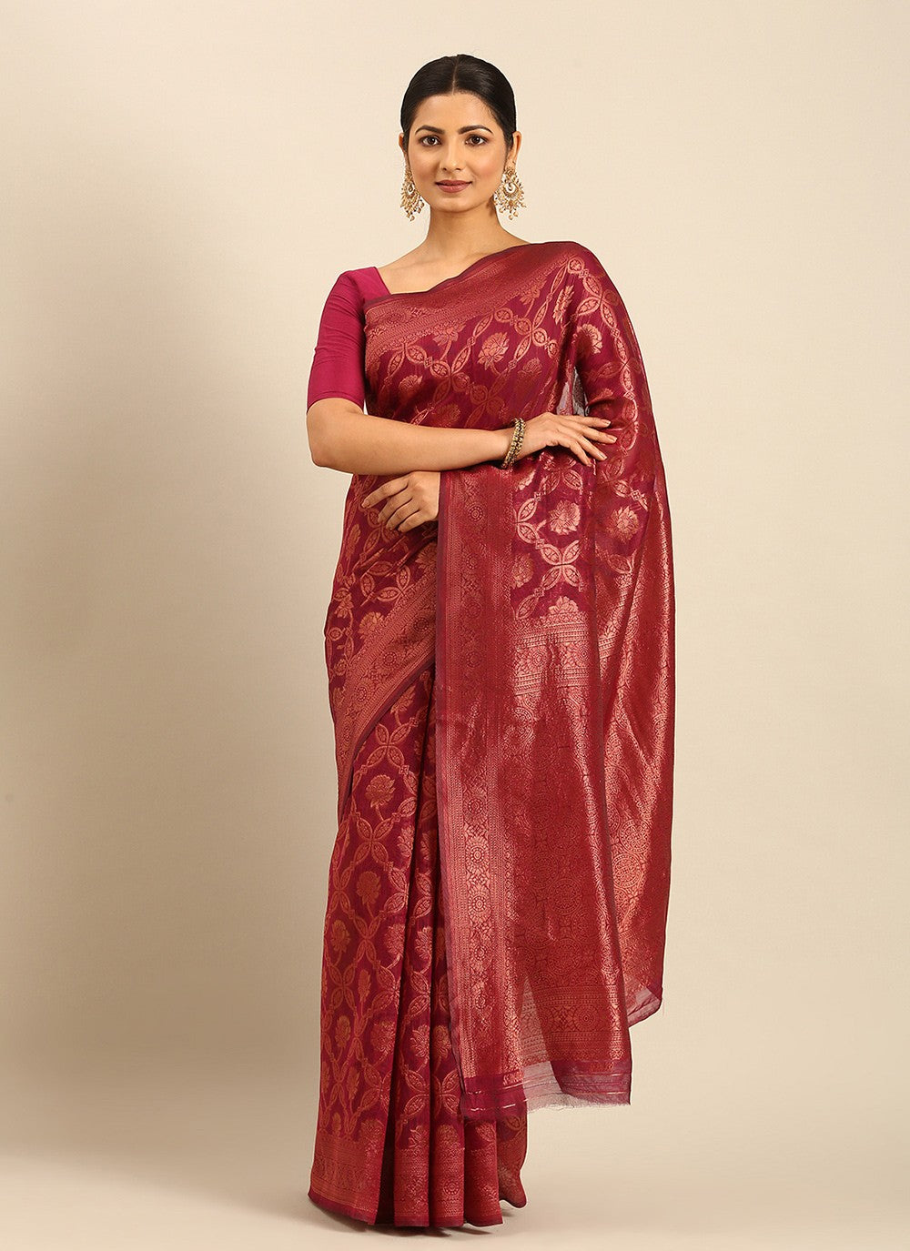 Trendy Weaving Zari Cotton Saree - S8131