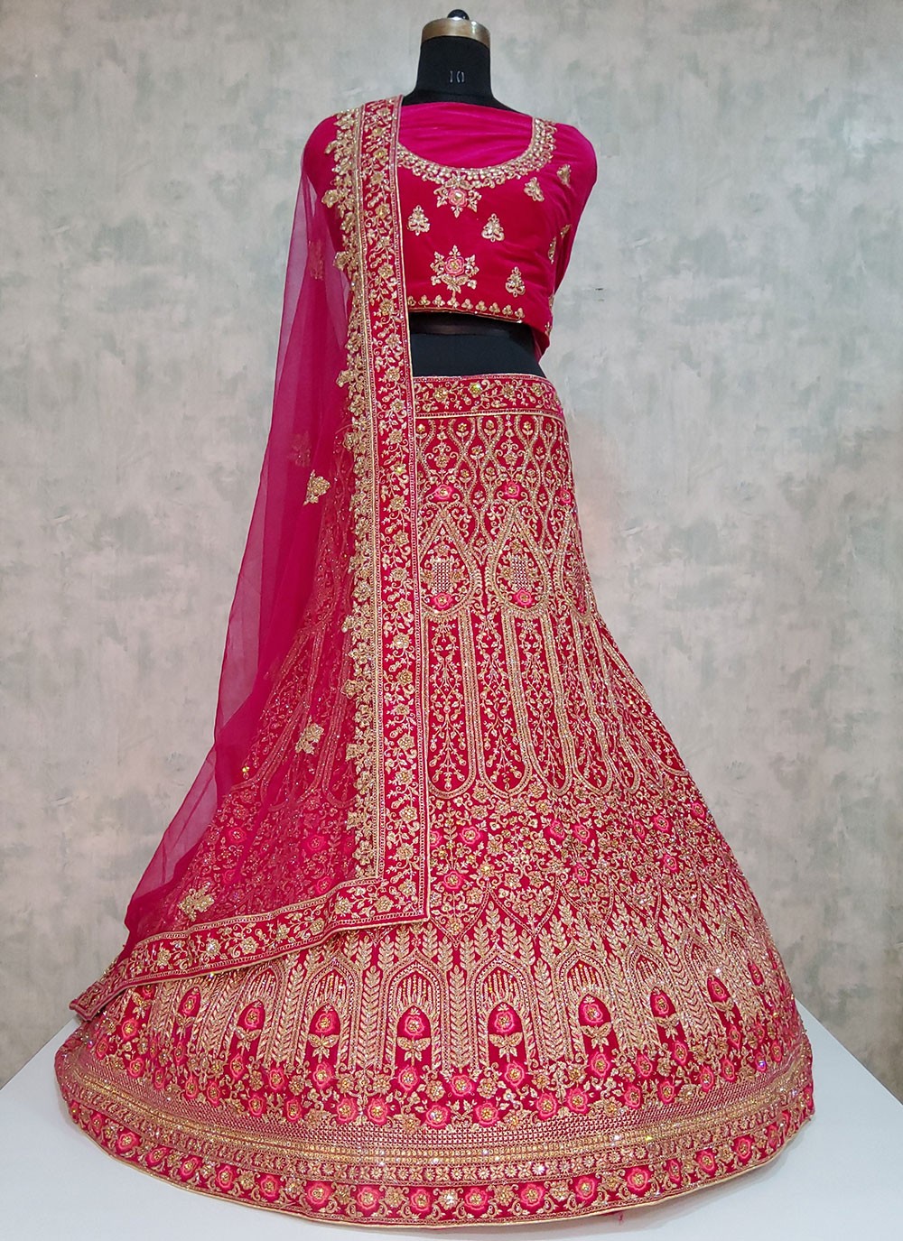 Embroidered Velvet A - Line Lehenga - L1974