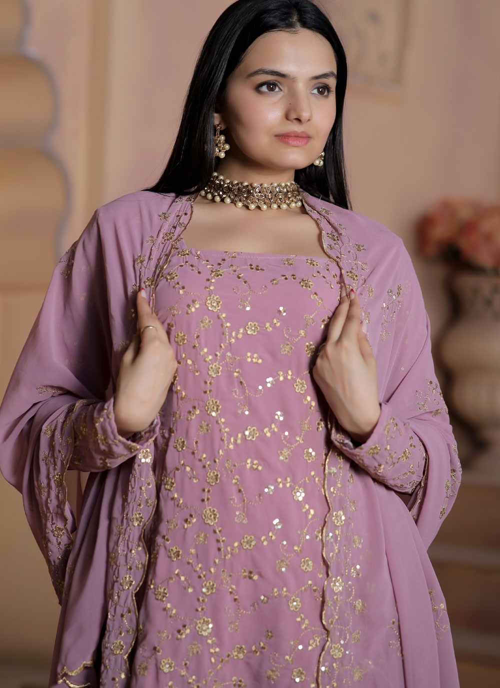 Faux Georgette Salwar Suit - T1761