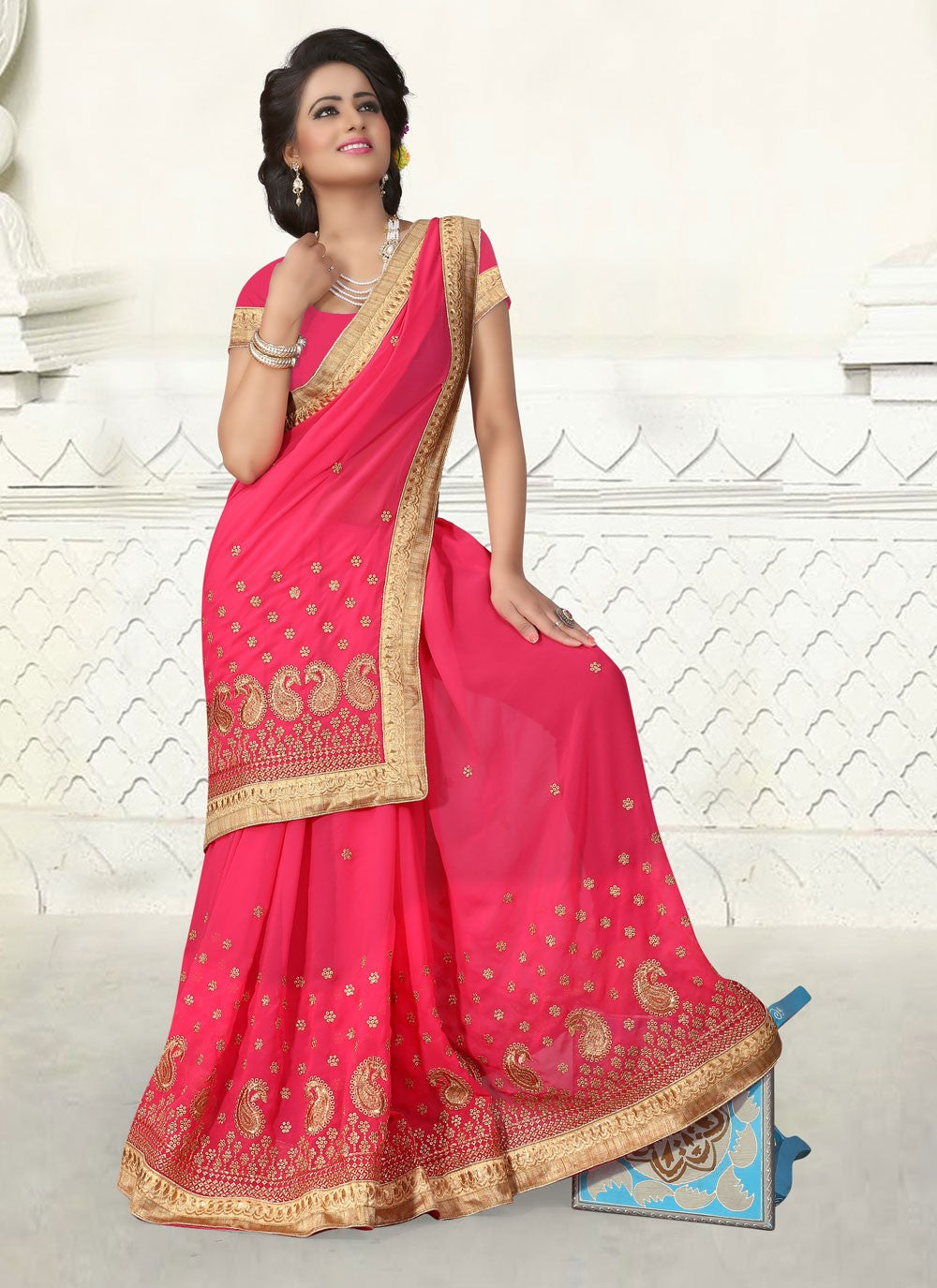 Classic Embroidered Georgette Saree - S4129