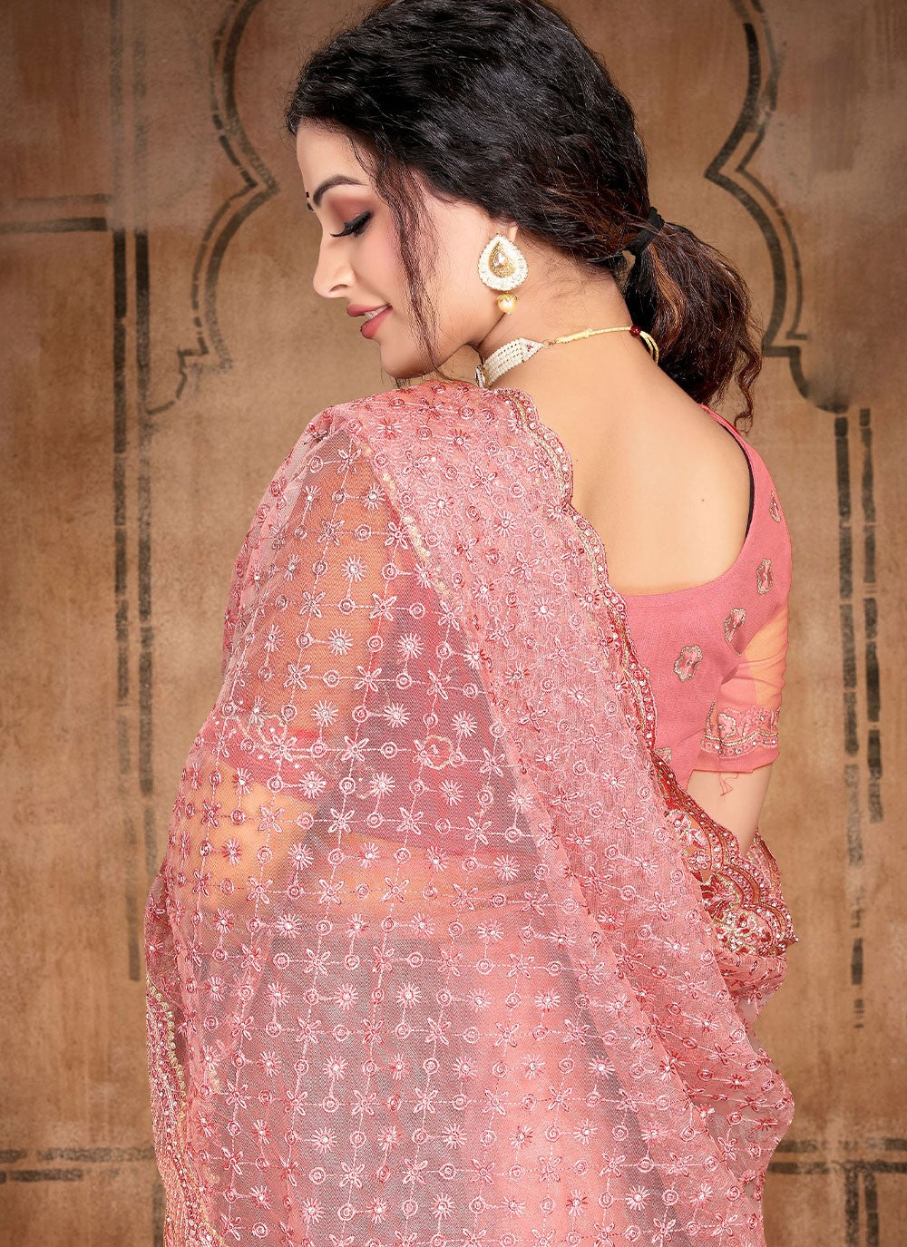 Saree Diamond Net Saree - S2417