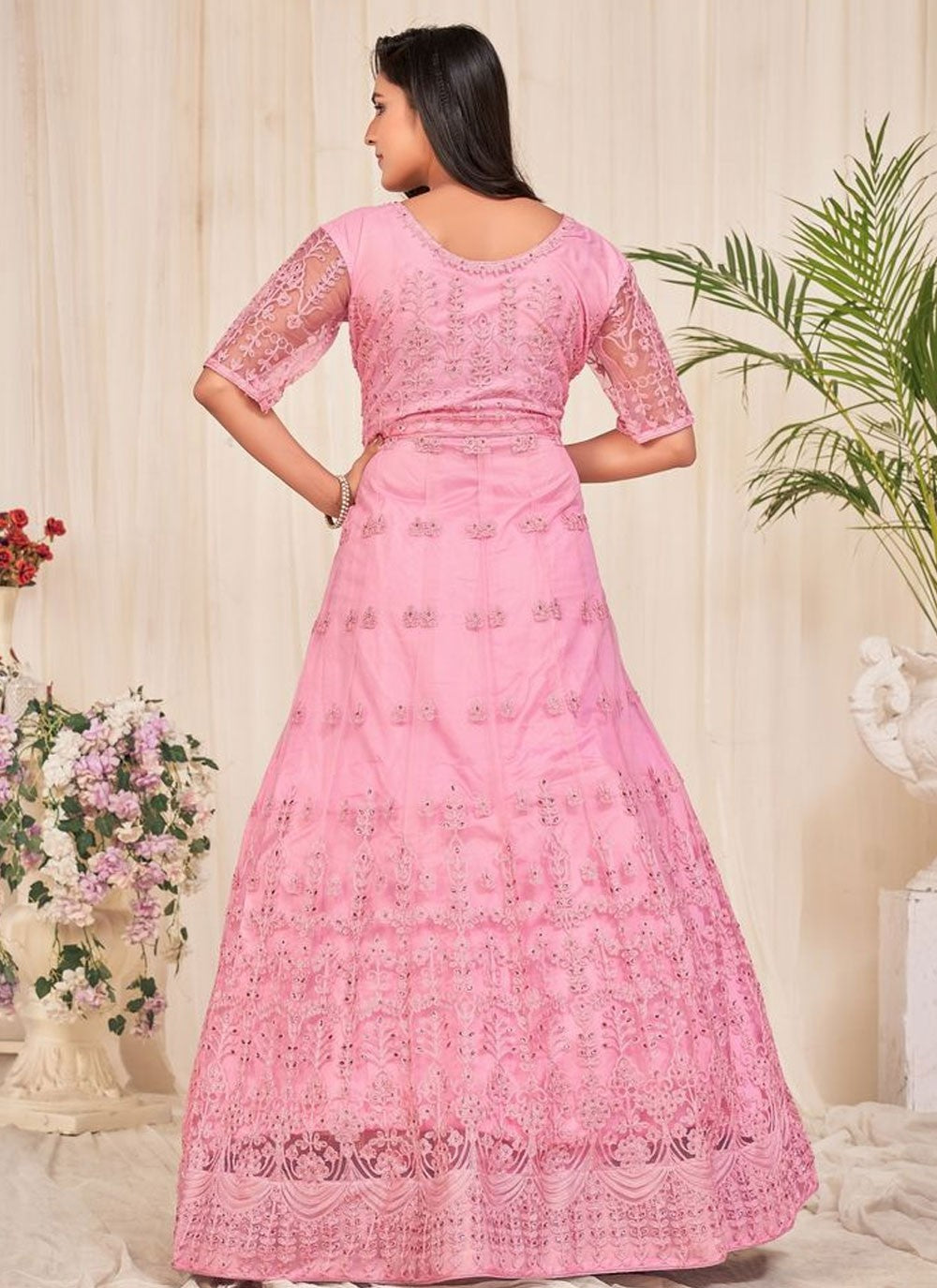 Embroidered Net Anarkali - T4493