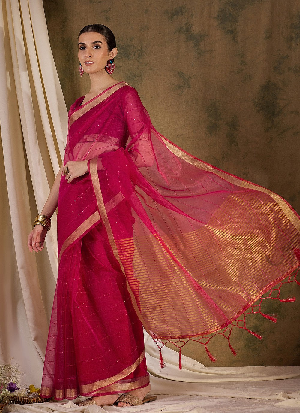 Casual Sequins Organza, Silk Saree - S6993