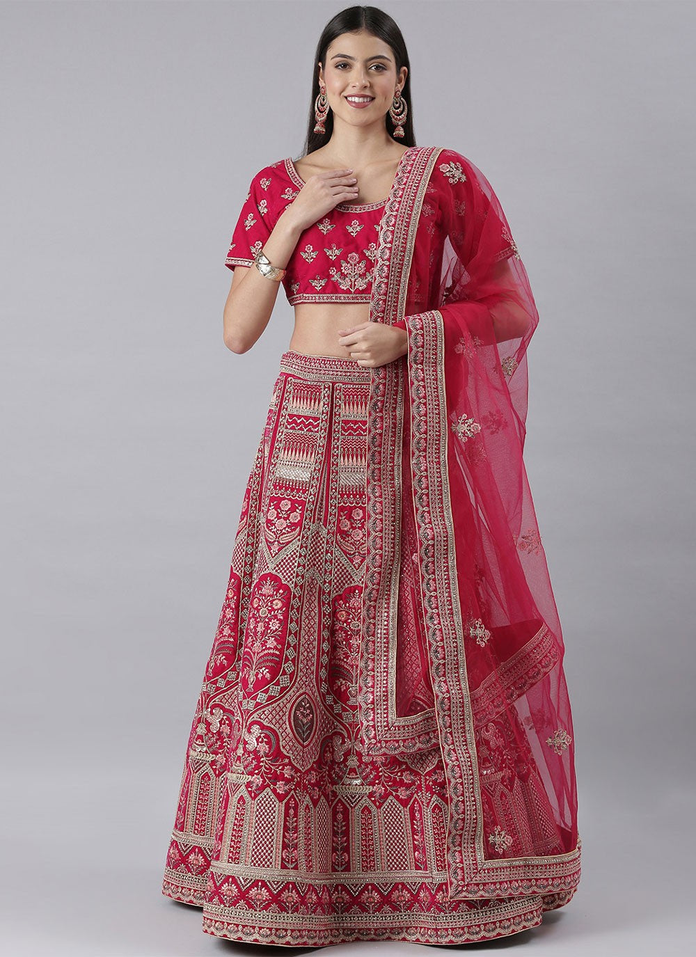 Embroidered Silk A - Line Lehenga - L0709