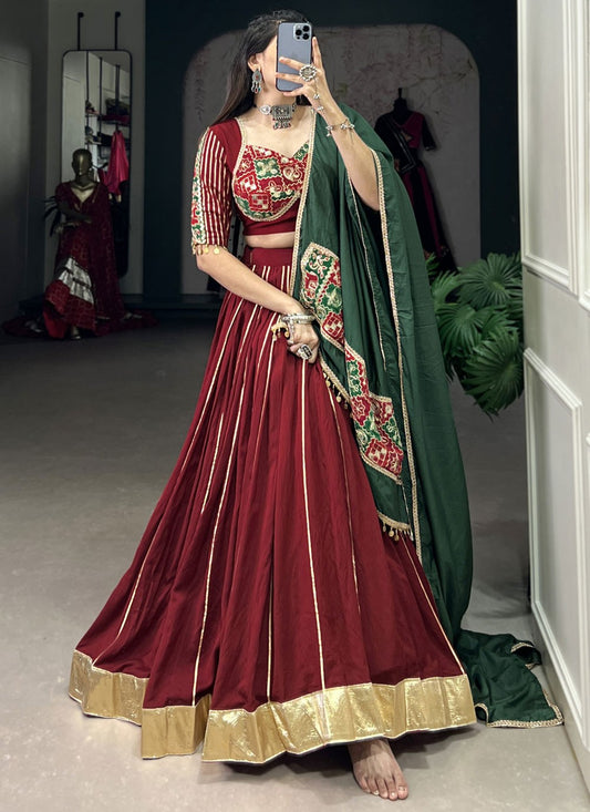 Border Work Chanderi Readymade Lehenga Choli - L2749