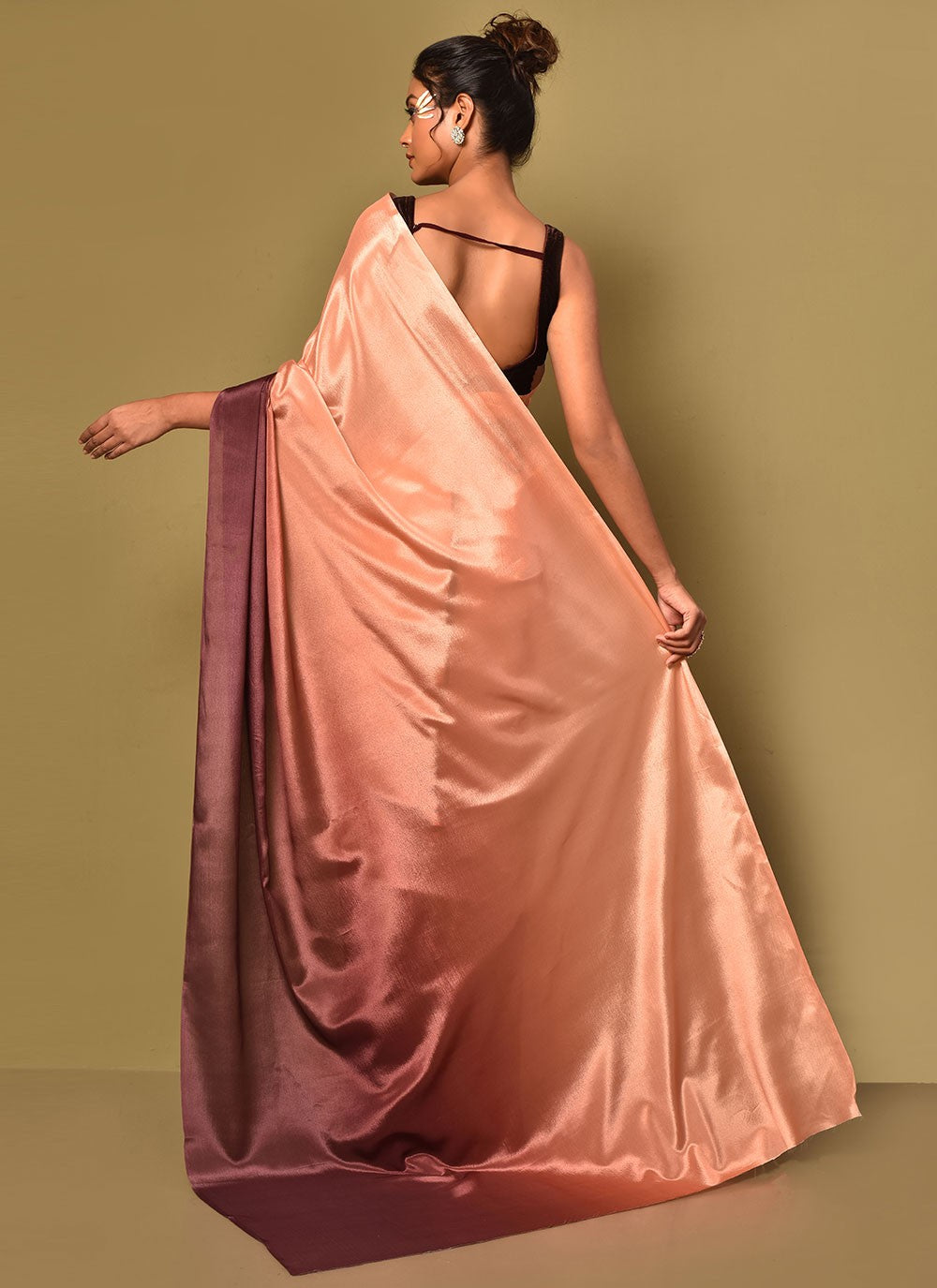 Trendy Plain Chinon Saree - S3000