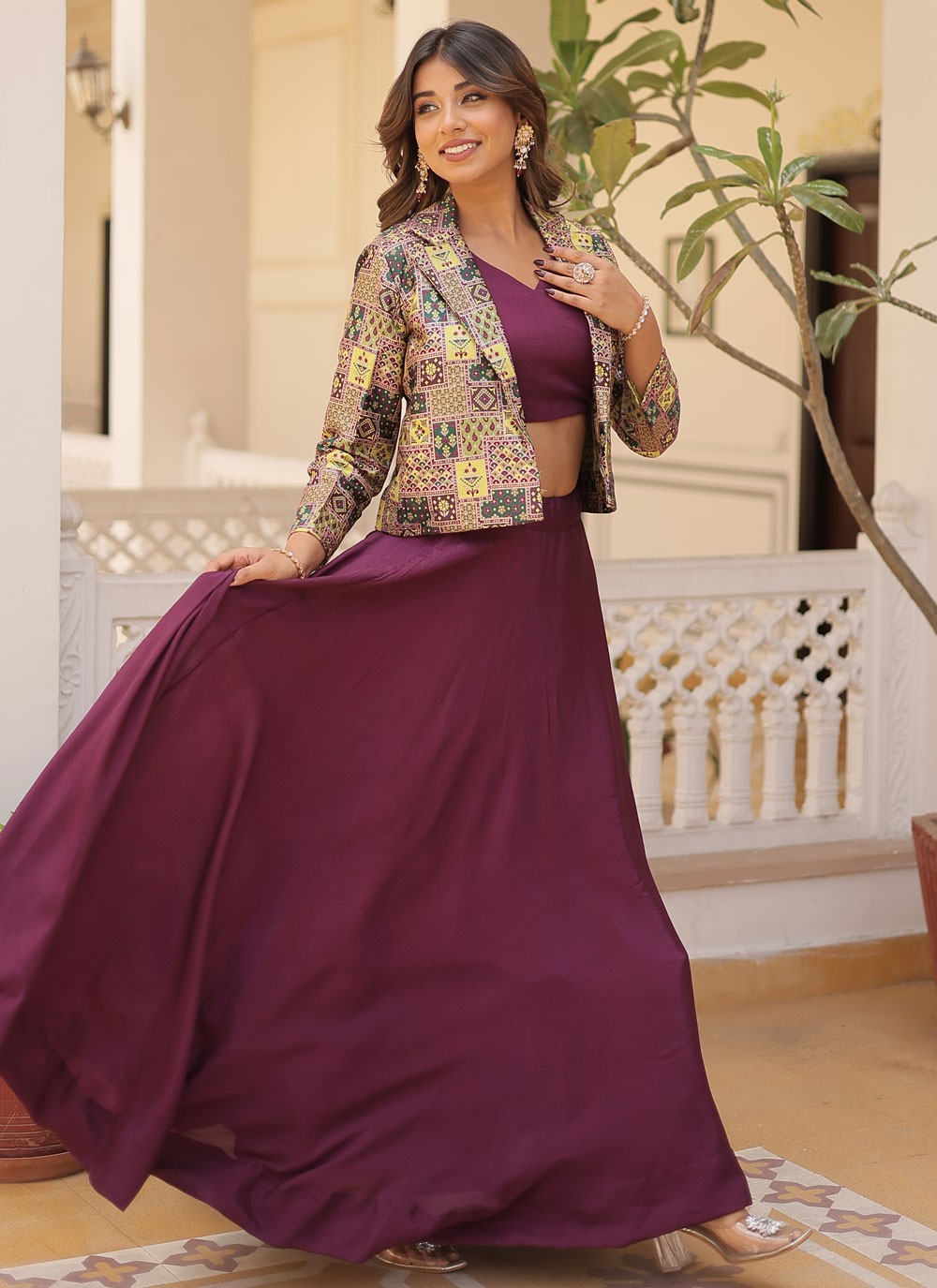 Plain Chinon Readymade Lehenga Choli - L2048