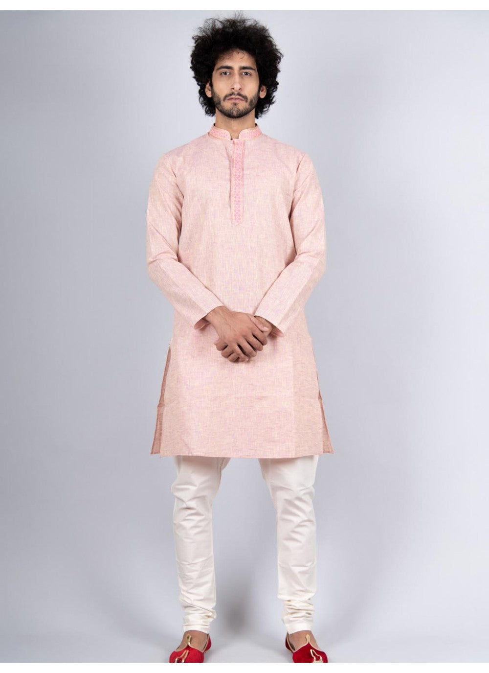 Plain Cotton Pink Kurta Pyjama - M1815