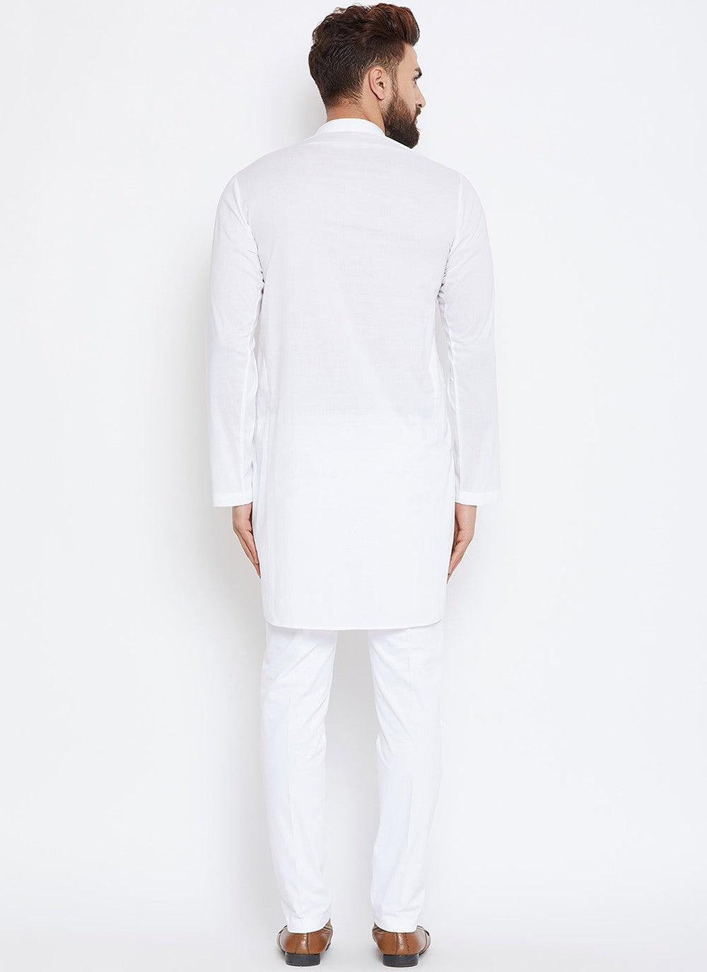 Plain Cotton White Kurta Pyjama - M1968