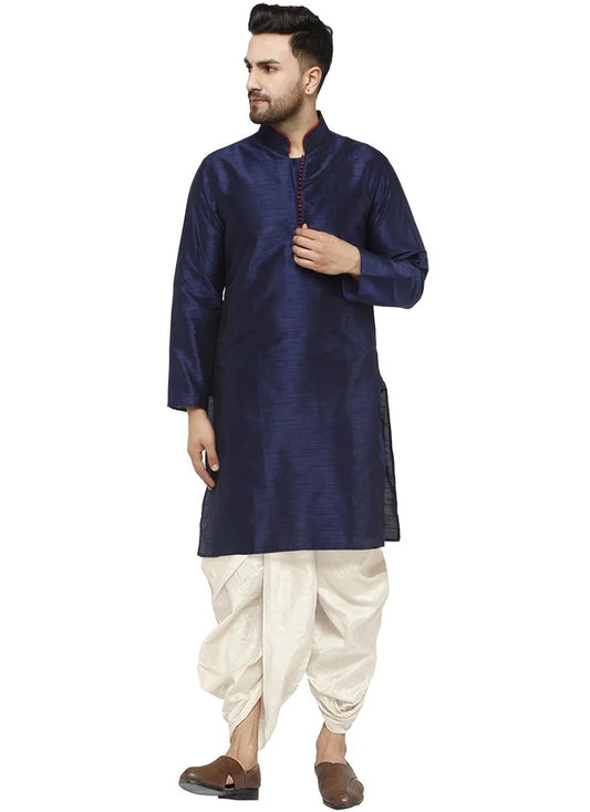 Plain Dupion Silk Navy Blue Dhoti Kurta - M2806