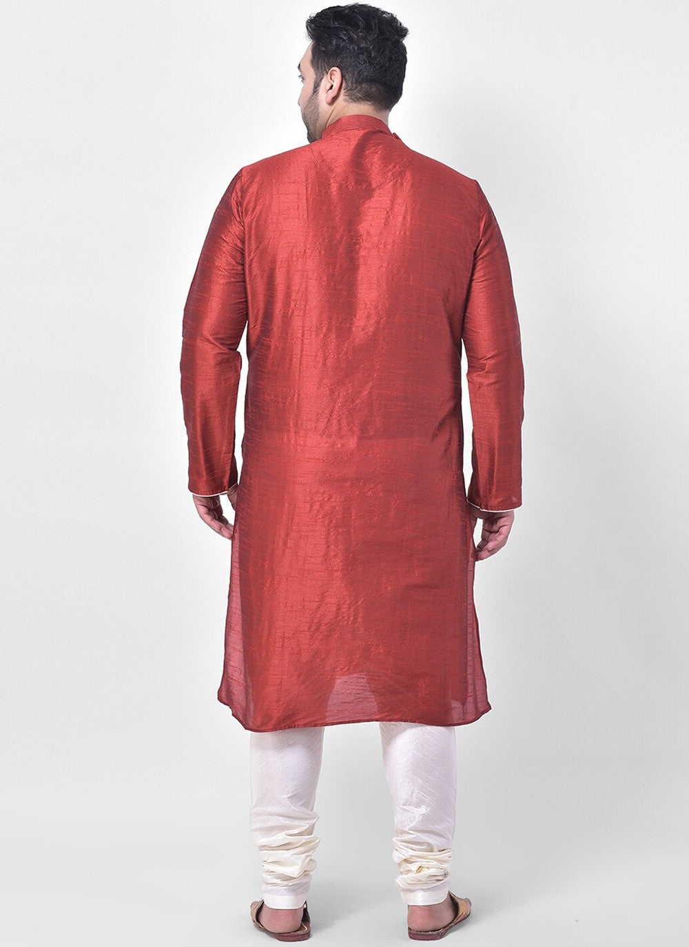 Plain Dupion Silk Maroon Kurta Pyjama - M2663