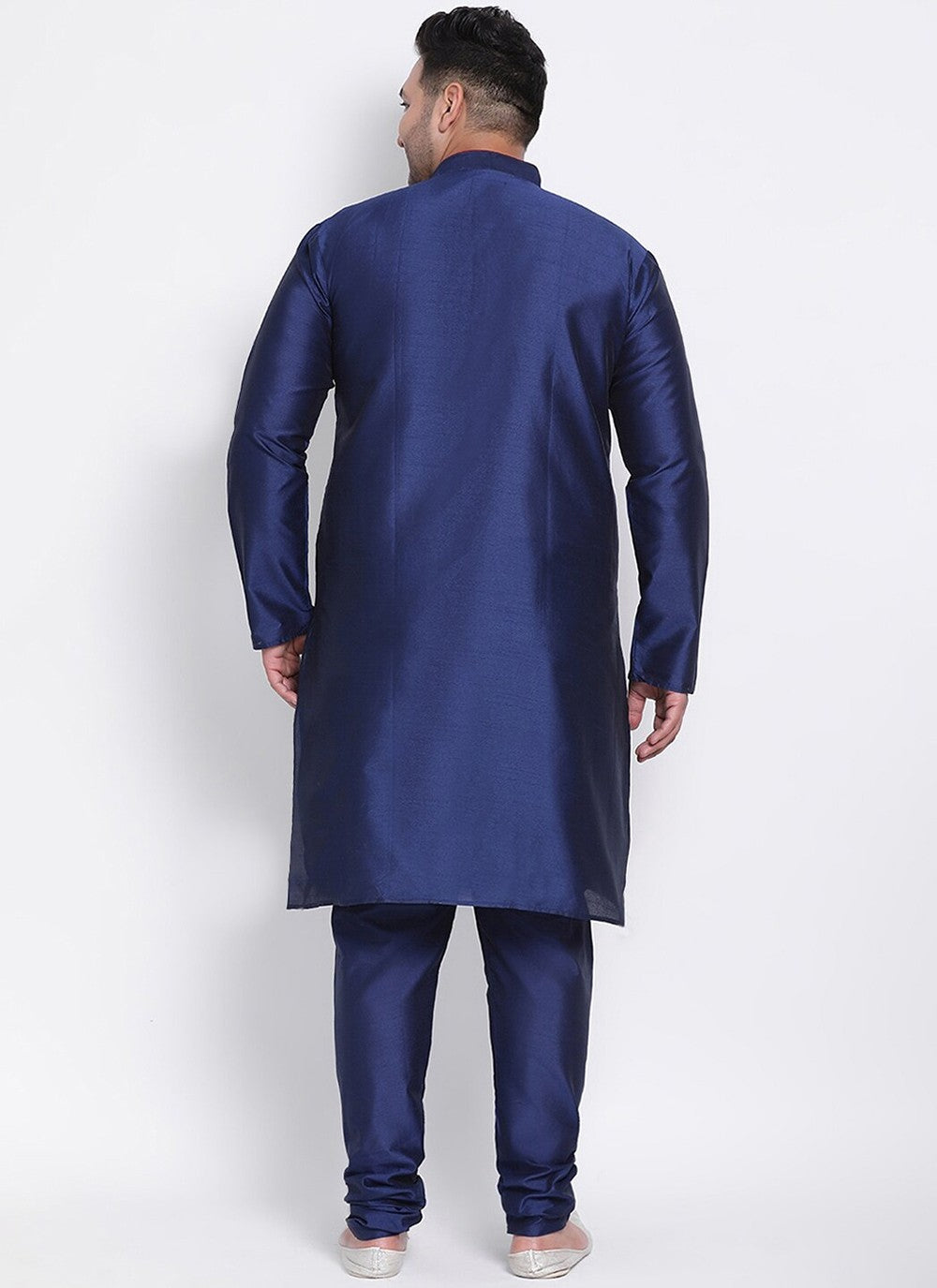 Plain Dupion Silk Navy Blue Kurta Pyjama - M2669