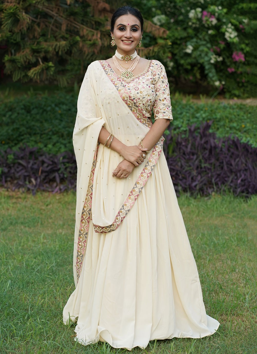 Plain Georgette A - Line Lehenga - L2290