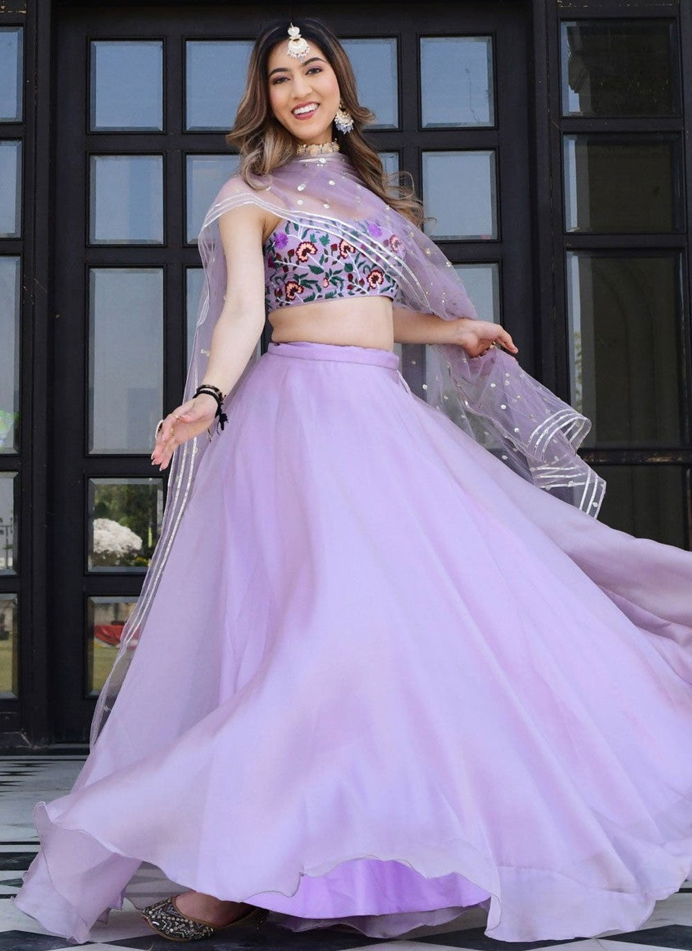 Digital Print Organza A - Line Lehenga - L2272