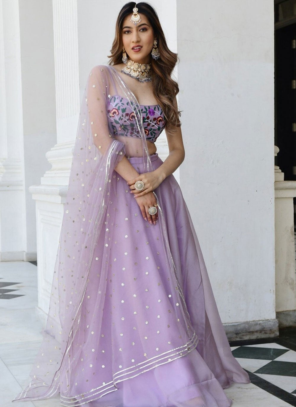 Digital Print Organza A - Line Lehenga - L2272