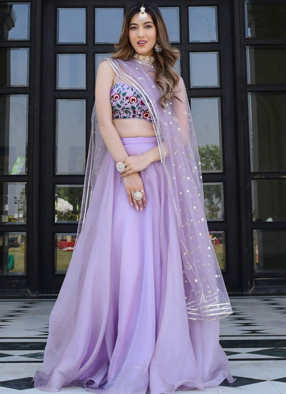 Digital Print Organza A - Line Lehenga - L2272