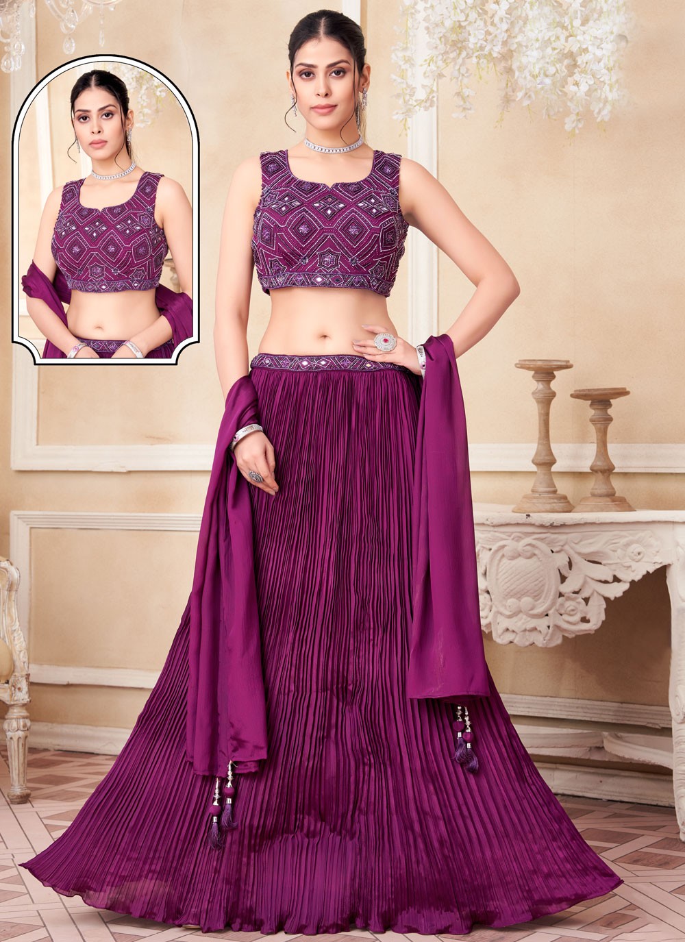 Plain Silk Lehenga - L3036