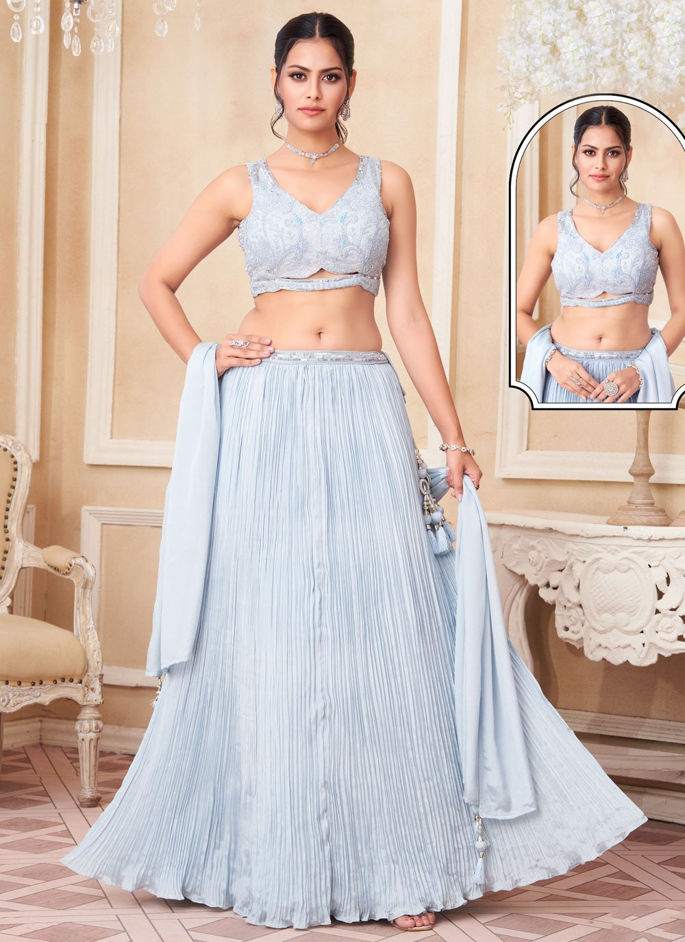 Plain Silk Lehenga - L3036