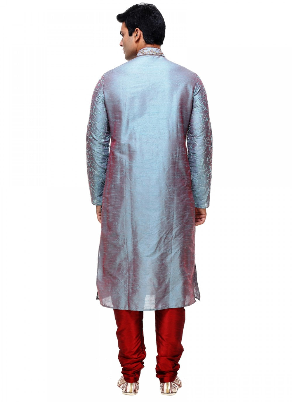 Plain Silk Maroon Kurta Pyjama - M1008