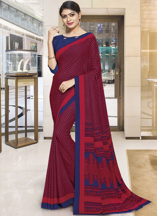 Casual Printed Polly Cotton Saree - S0038