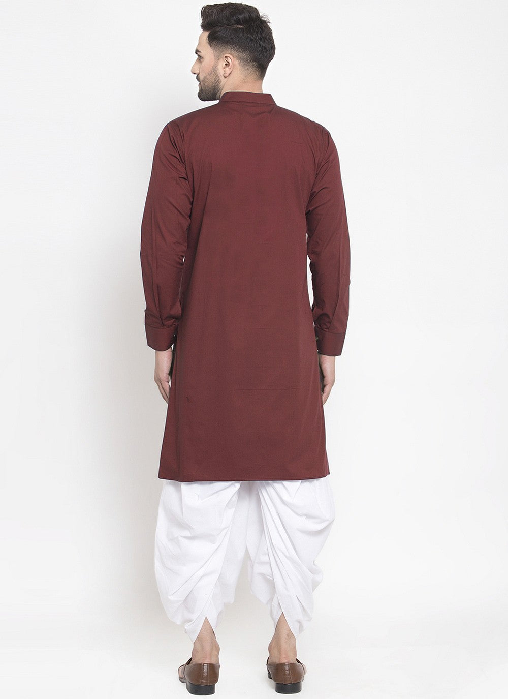 Embroidered Polly Cotton Maroon Dhoti Kurta - M2081