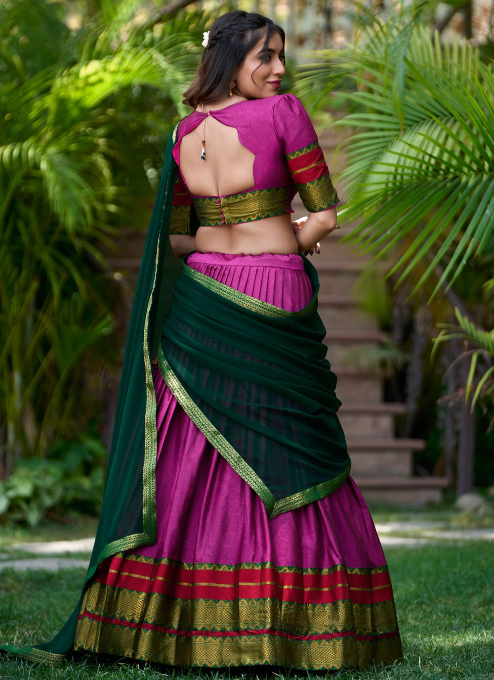 Weaving Zari Polly Cotton A - Line Lehenga - L2150