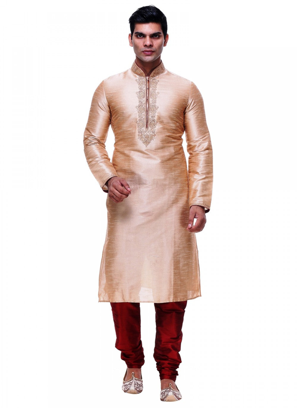 Plain Silk Brown Kurta Pyjama - M1012