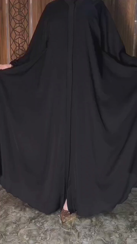 Beautiful Full Flair Abaya | Front Open Design with Adjustable Fit