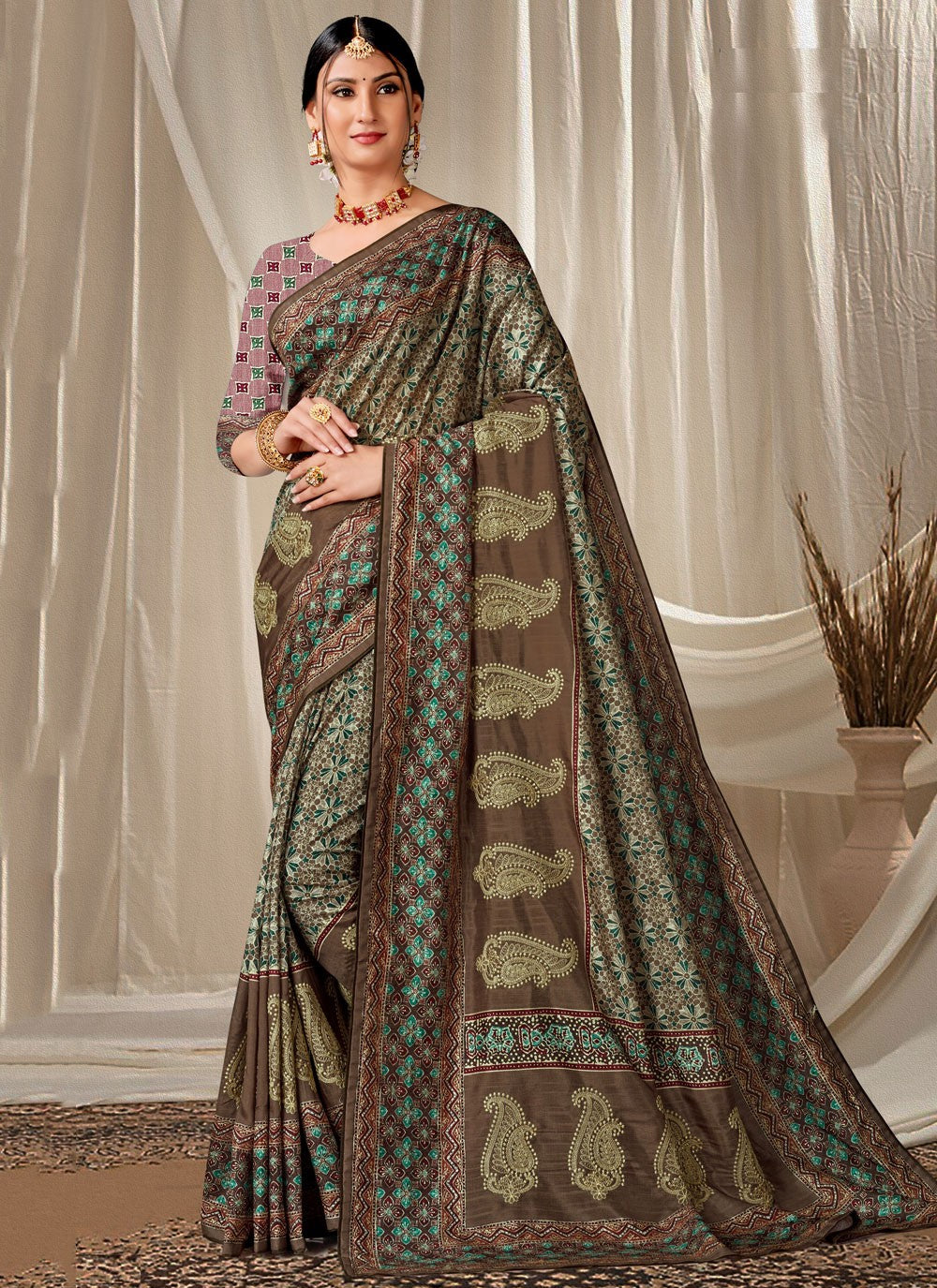 Trendy Embroidered Art Silk Saree - S4791