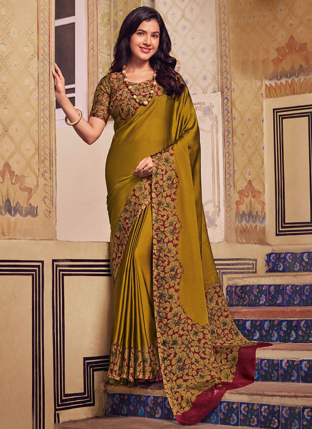 Classic Printed Chiffon Saree - S9058