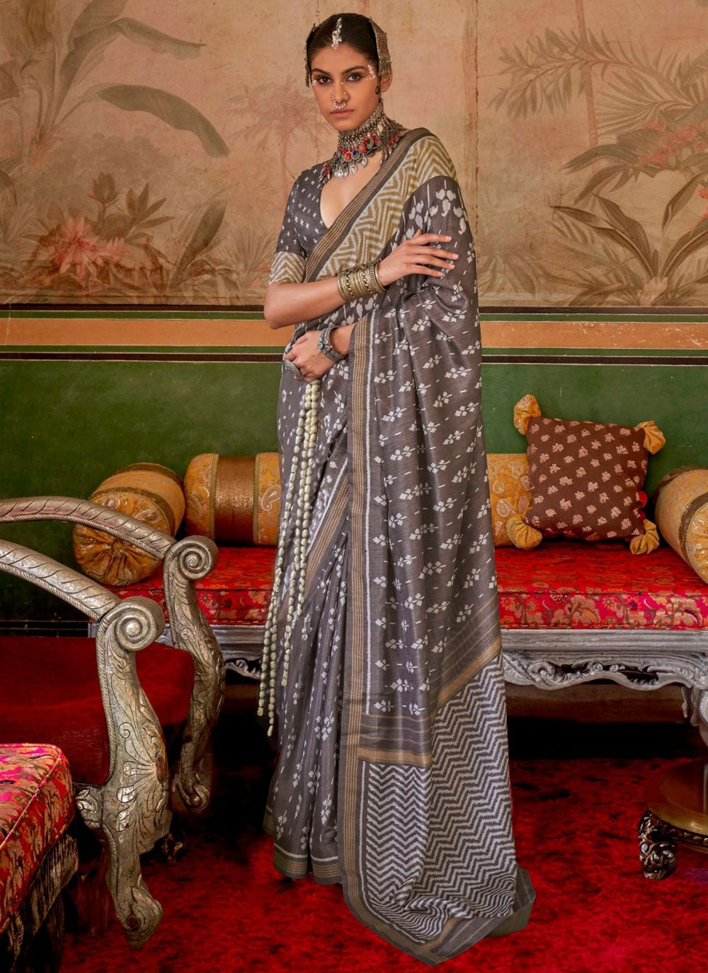 Classic Printed Silk Saree - S9147