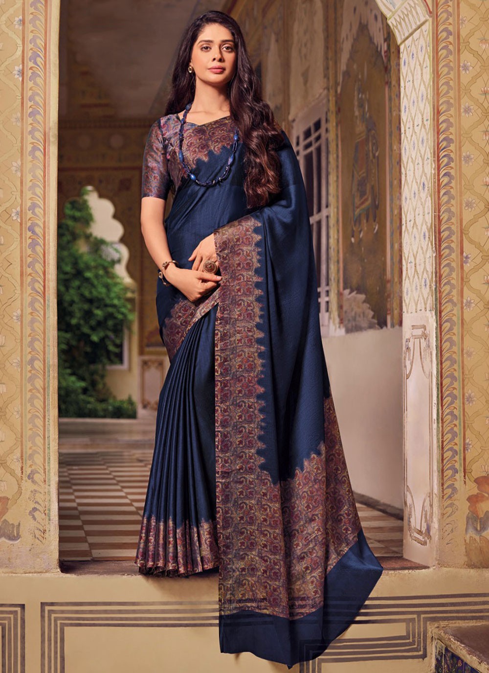 Classic Printed Chiffon Saree - S9058