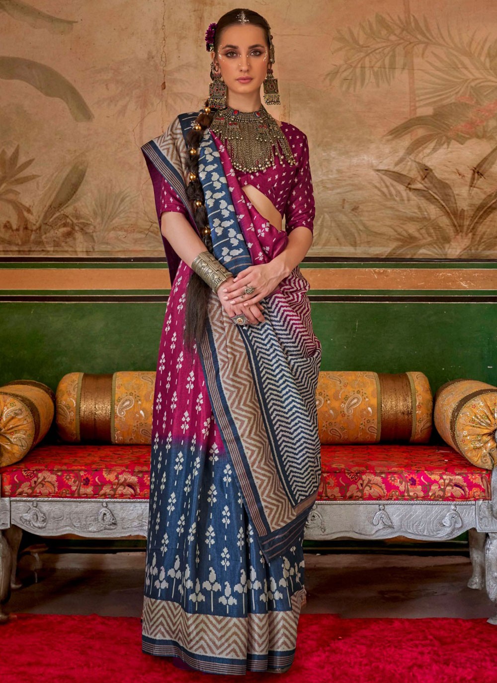 Classic Printed Silk Saree - S9147