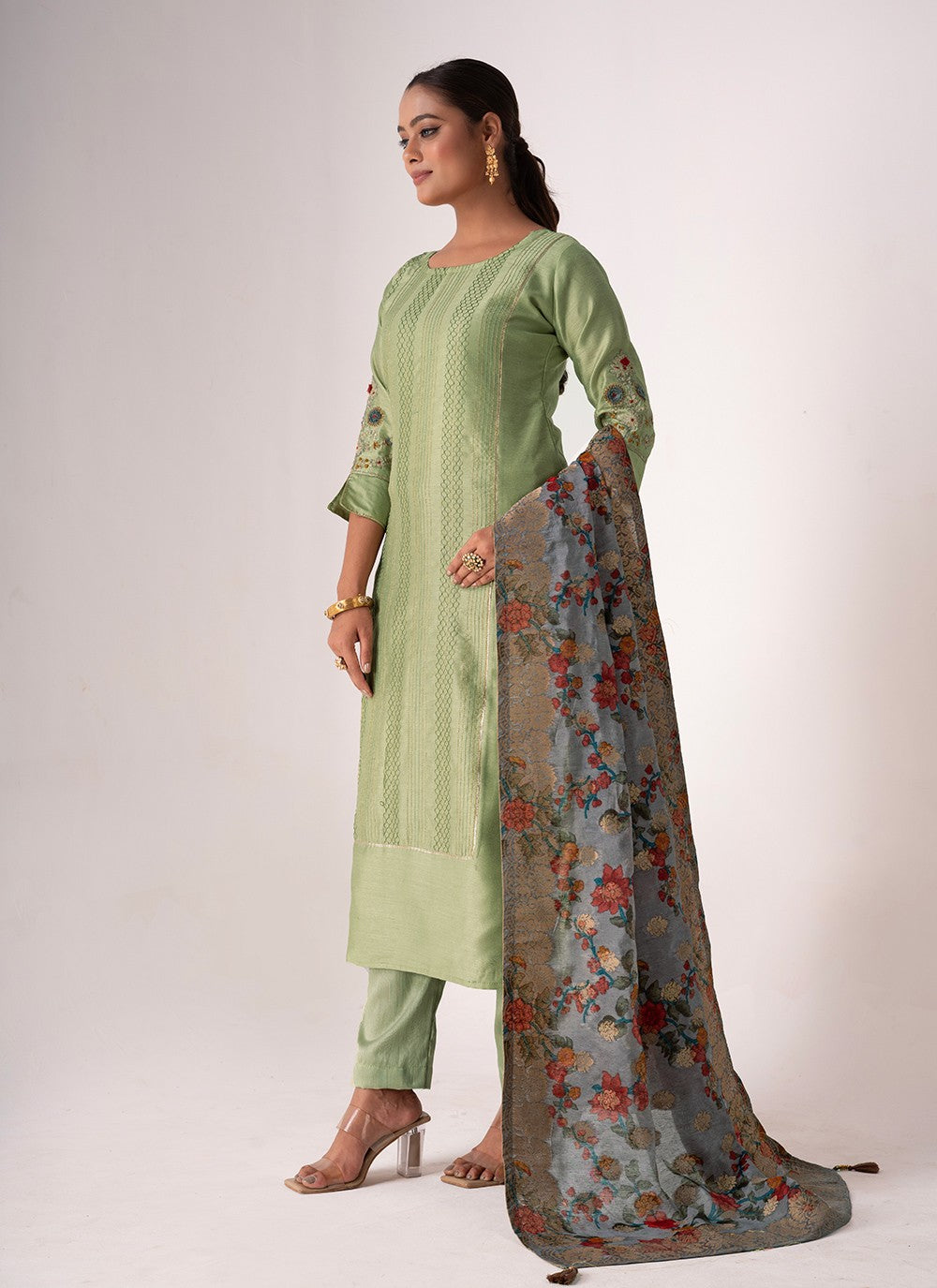 Tussar Silk Palazzo Suit - T3099