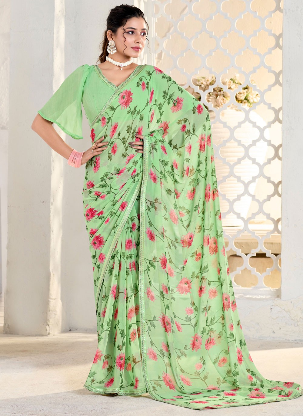 Classic Printed Georgette Saree - S9556