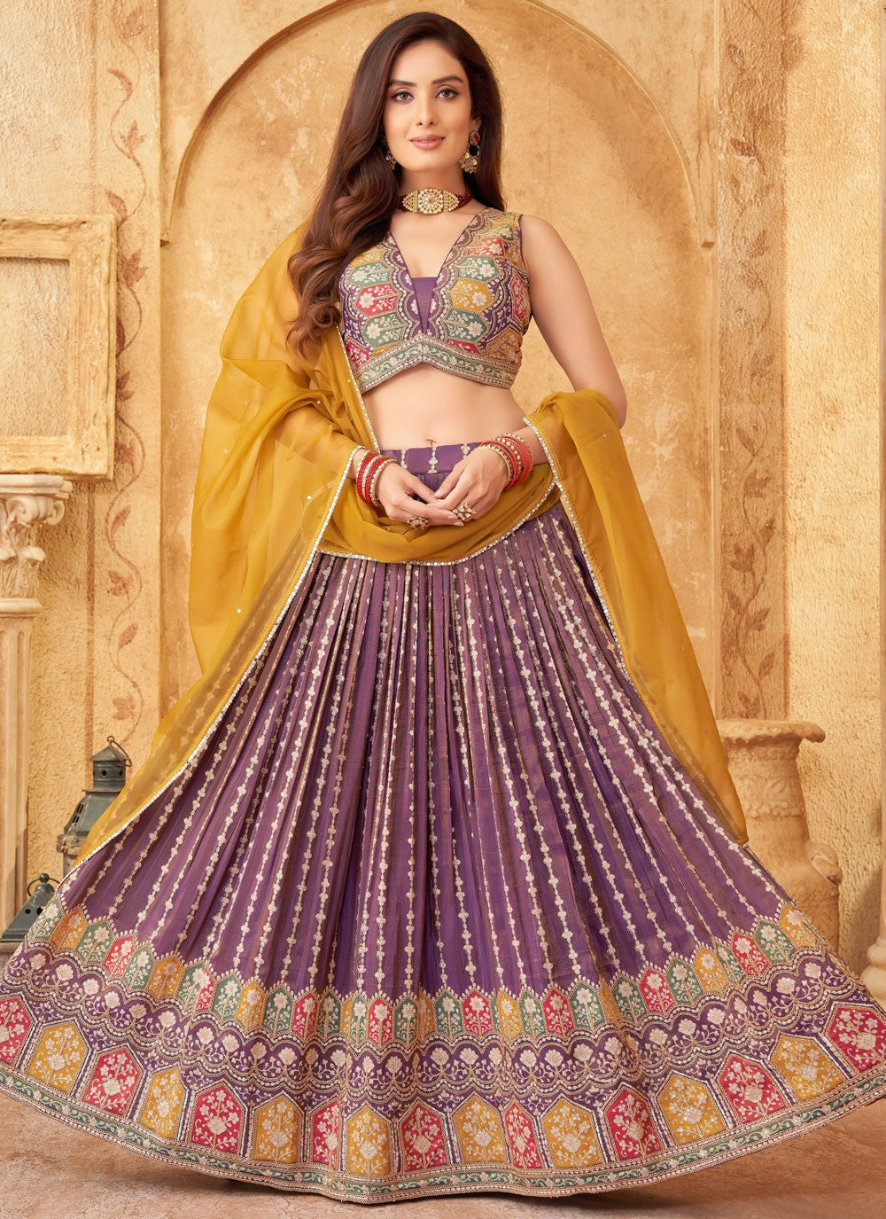 Weaving Zari Silk Readymade Lehenga Choli - L3016