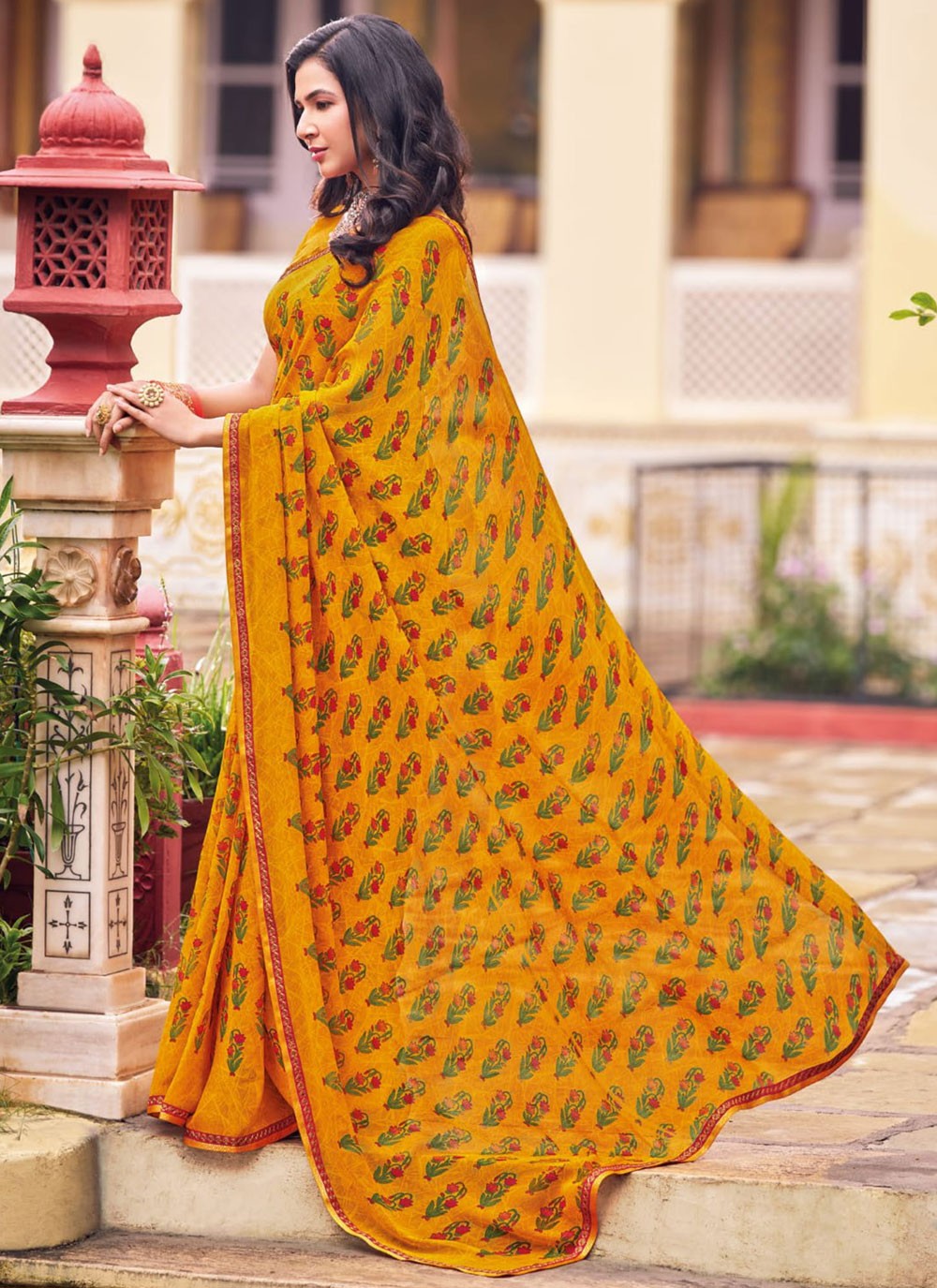 Classic Printed Georgette Saree - S9327