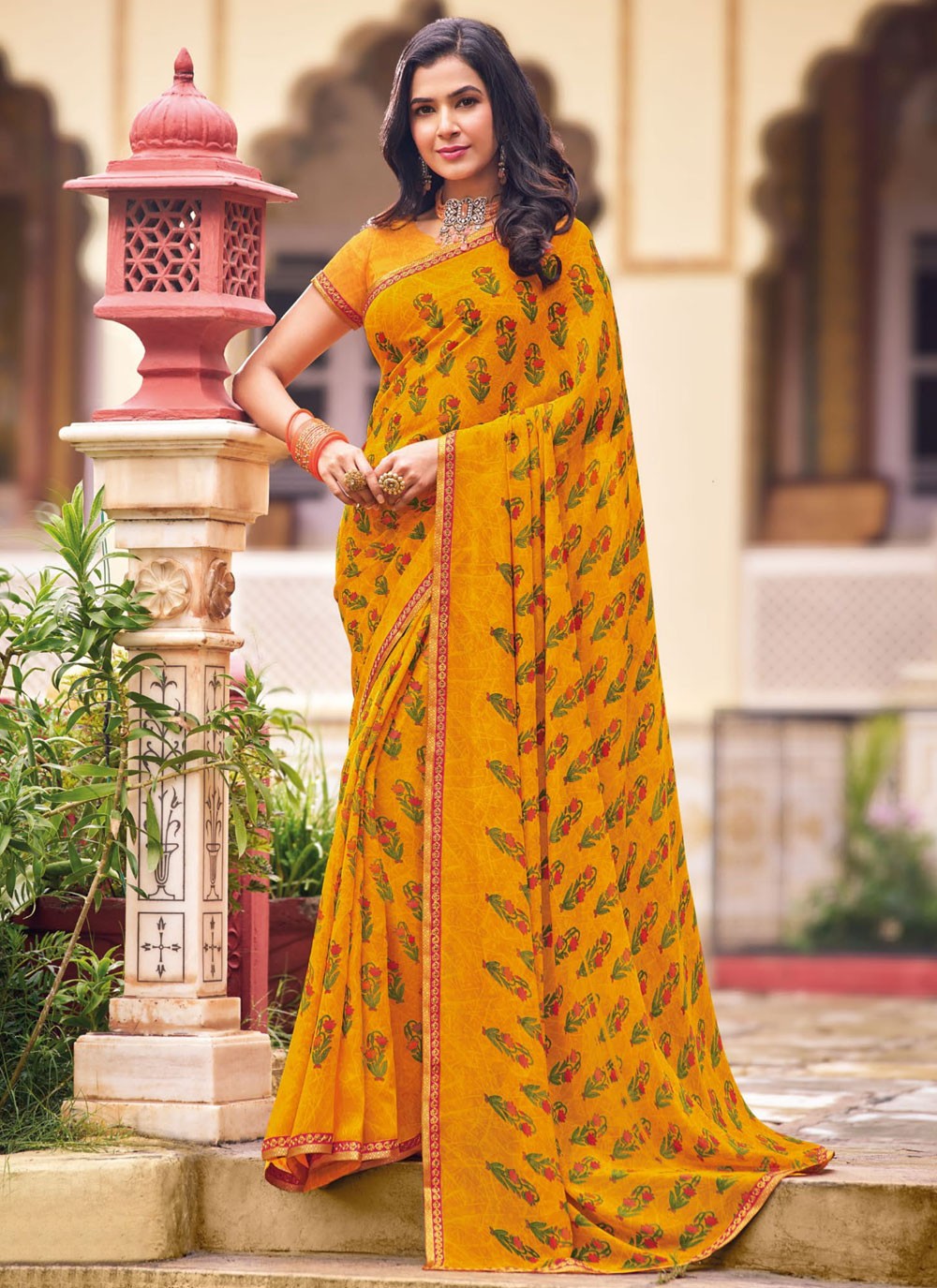 Classic Printed Georgette Saree - S9327