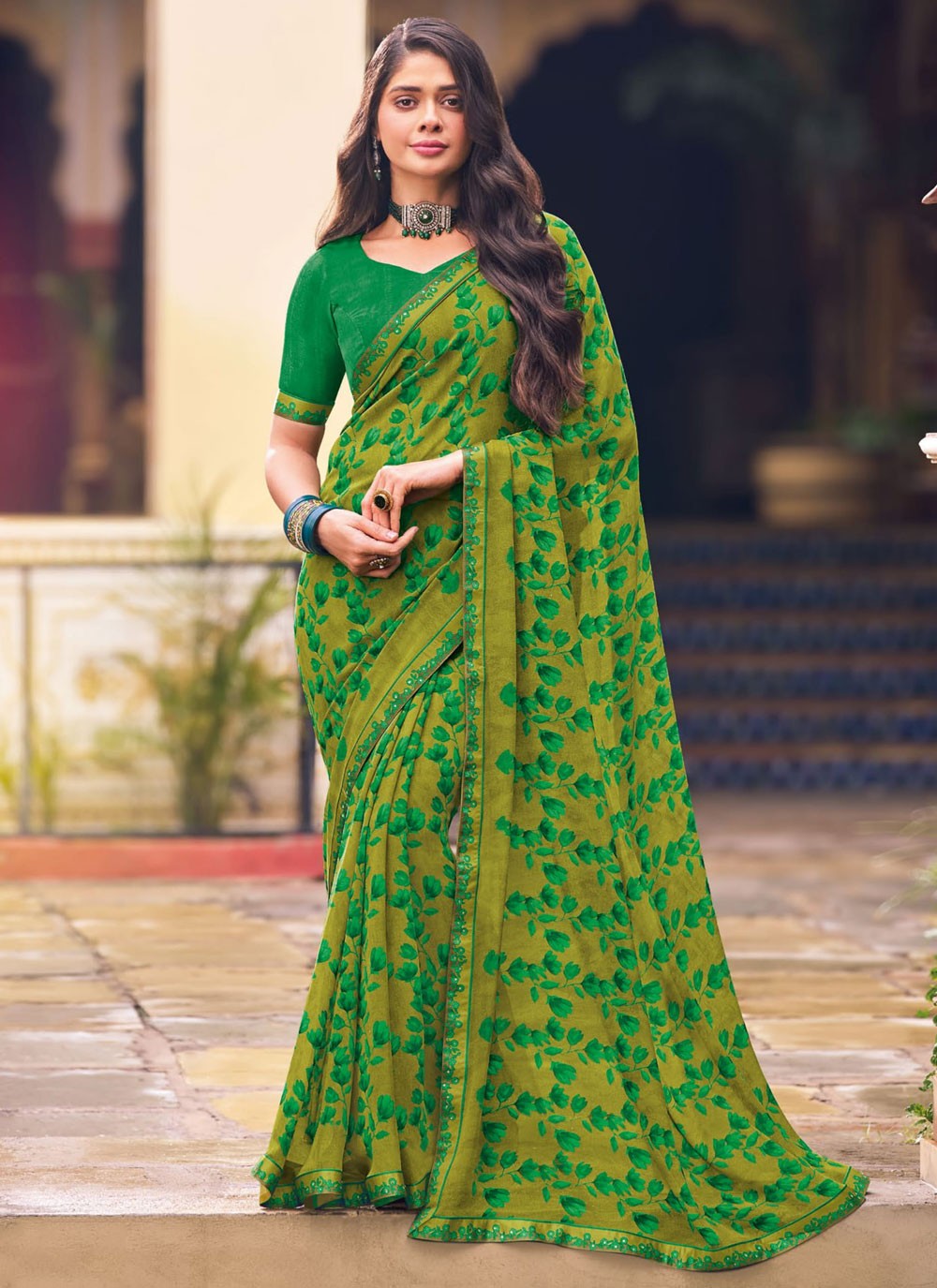 Classic Printed Georgette Saree - S9327