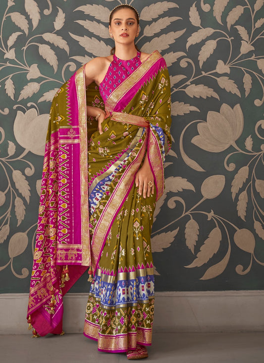 Designer Printed Patola Silk Saree - S1037