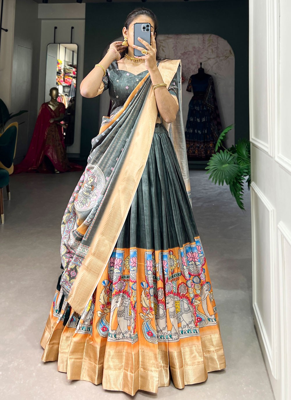 Border Work Silk A - Line Lehenga - L1847