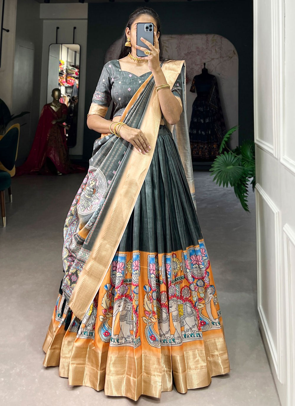 Border Work Silk A - Line Lehenga - L1847