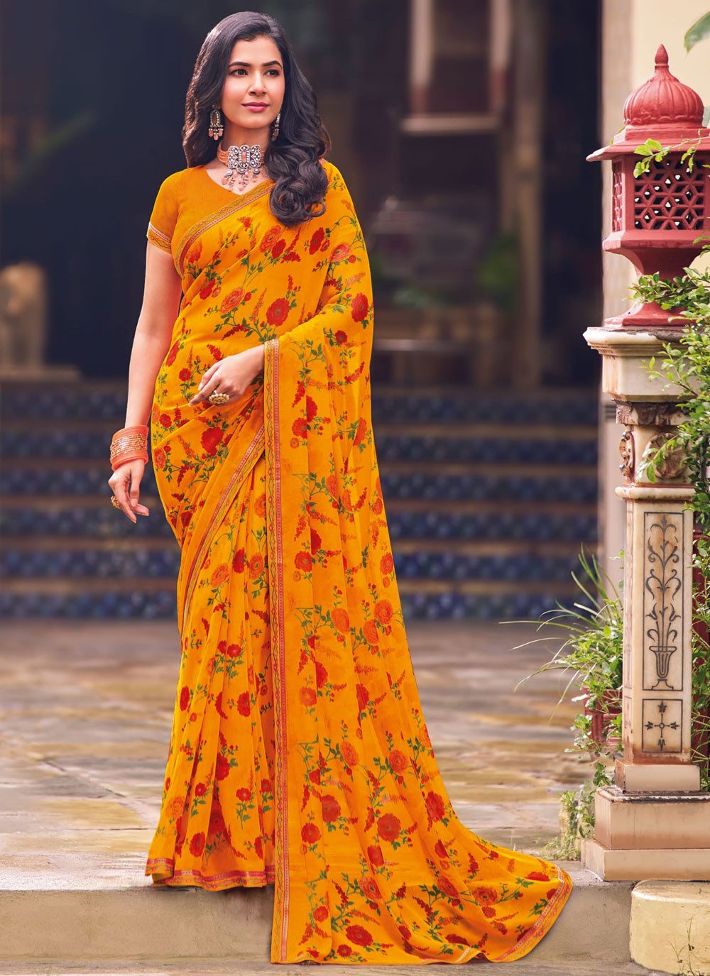 Classic Printed Georgette Saree - S9327