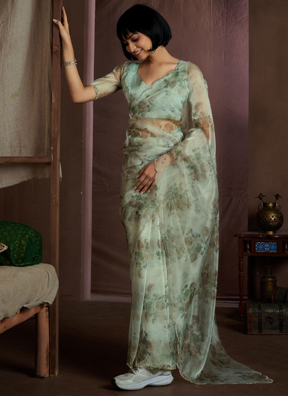 Classic Border Work Organza Saree - S10535