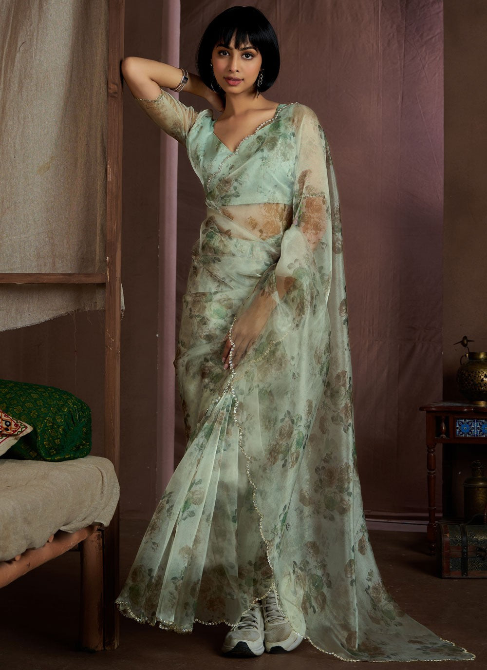 Classic Border Work Organza Saree - S10535