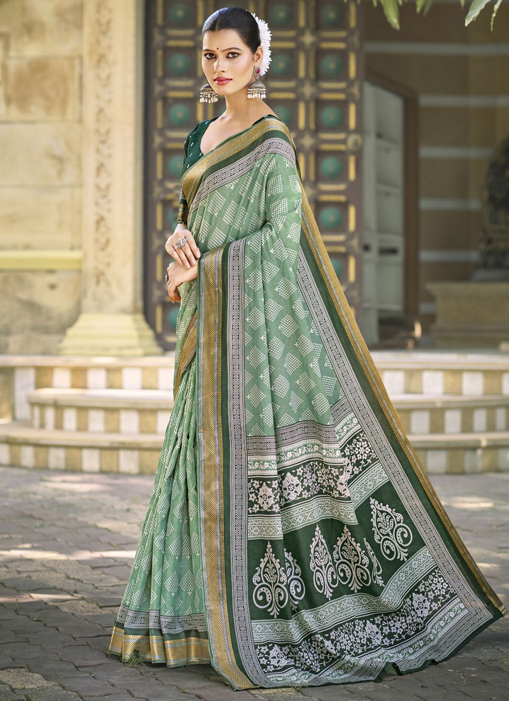 Printed Cotton Saree - S11498