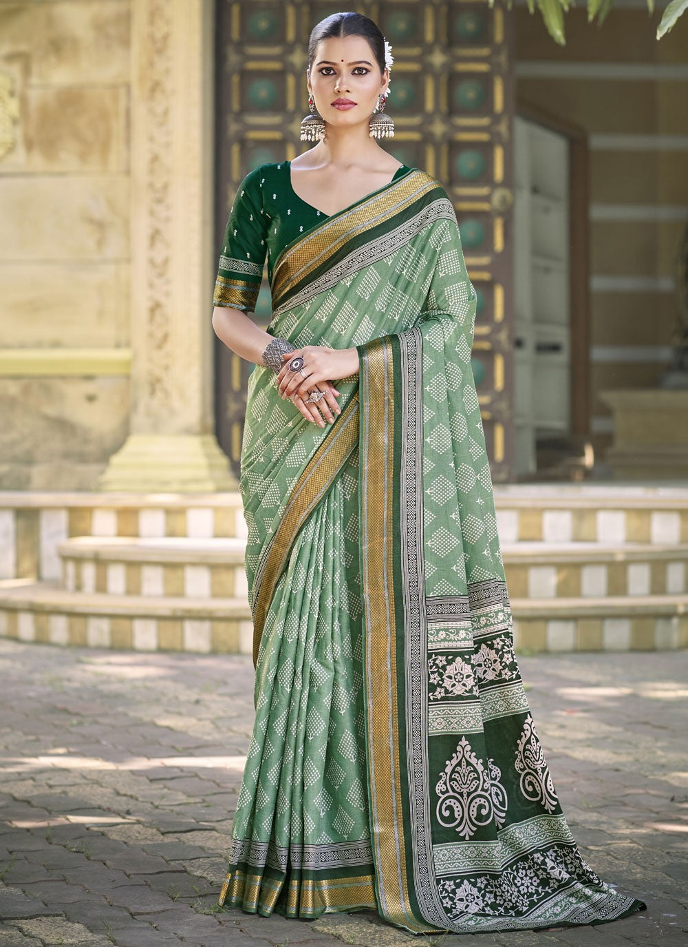 Printed Cotton Saree - S11498