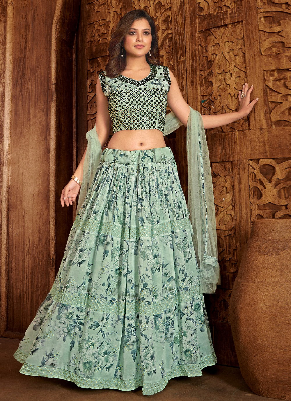 Embroidered Georgette Readymade Lehenga Choli - L0871