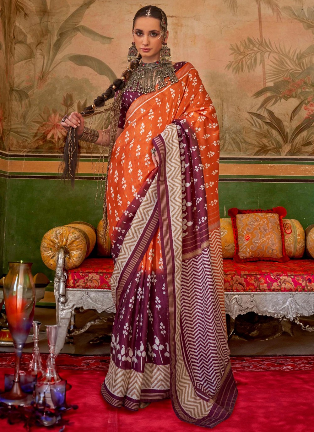 Classic Printed Silk Saree - S9147