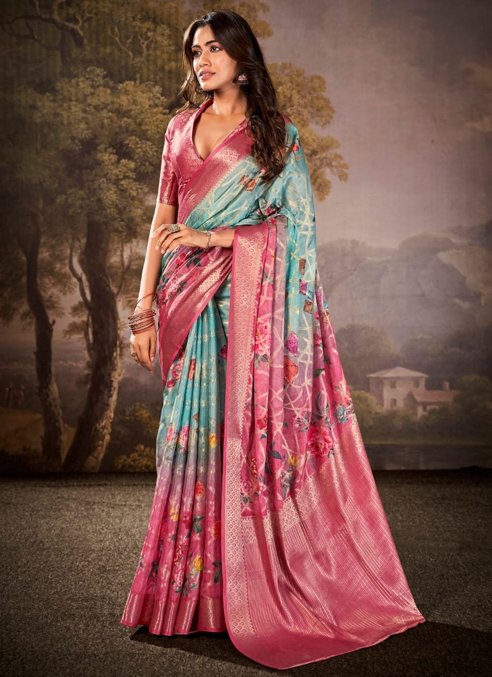 Classic Printed Cotton Silk Saree - S9313